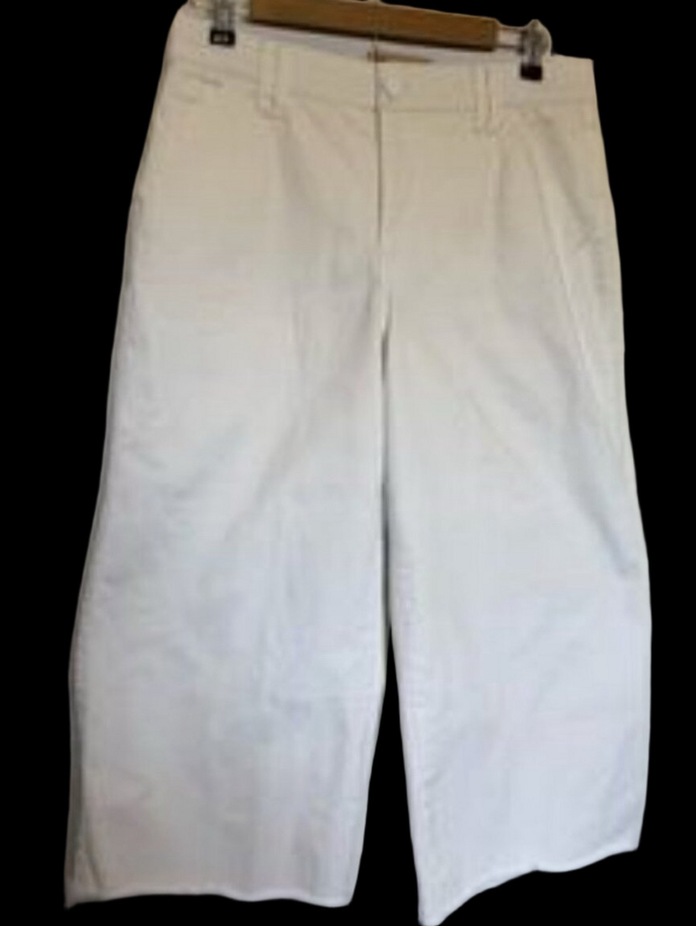 Democracy White Wide Leg, Cropped, Raw Hem Jeans